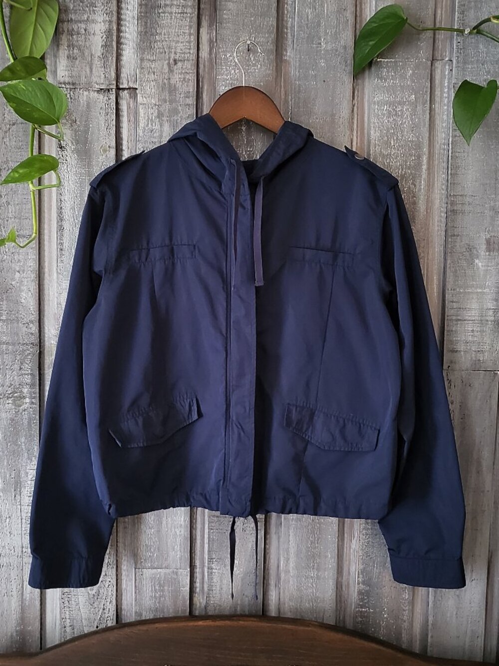 Hooded Windbreaker Jacket Lightweight Forever 21 Navy Blue Size M